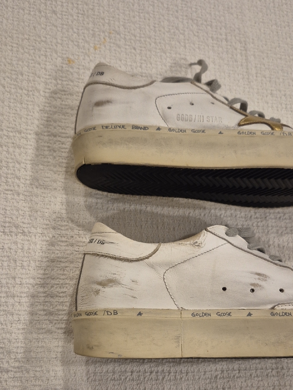 GOLDEN GOOSE White & Gold Hi-Star Sneakers Size 8.5 (39) AS IS - Picture 9 of 16